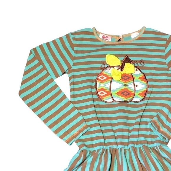 Ann Loren Long Sleeve Striped Pumpkin Girls Size 7/8 Shirt - Picture 2 of 9